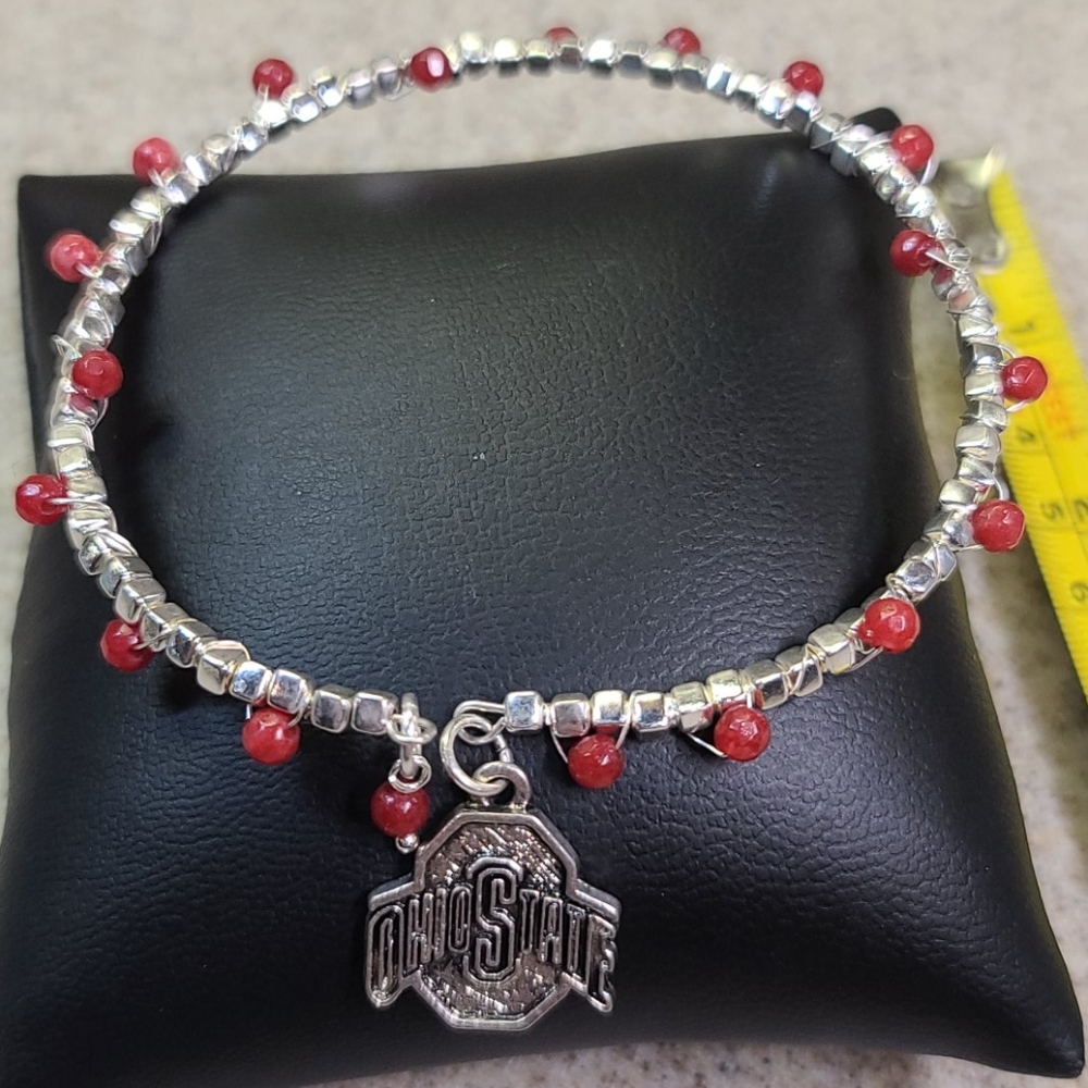 Bracelet OHIO State SILVER / RED. ADJUSTABLE